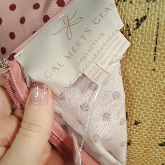 Gal Meets Glam Corinne Polka Dot Midi Dress 10 NWT - Picture 9 of 10